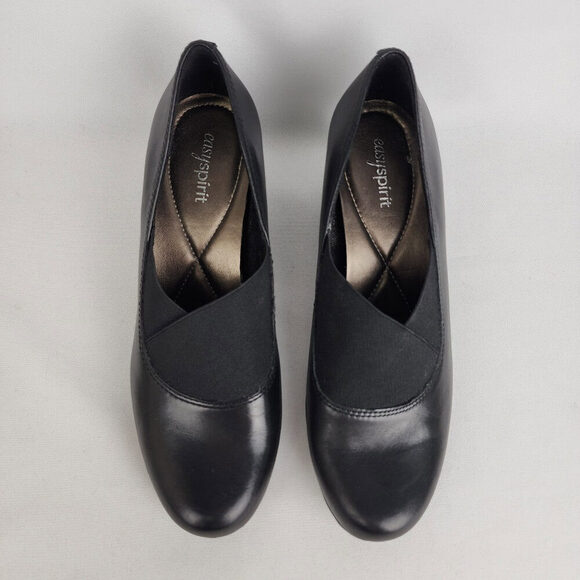 Easy Spirit Black Leather Heeled Shoes Size 7.5 - Picture 4 of 10